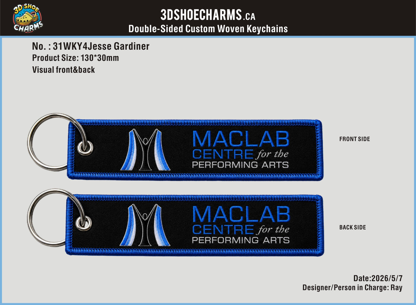 Custom Double-Sided Woven Flight Key Tag-260623-31