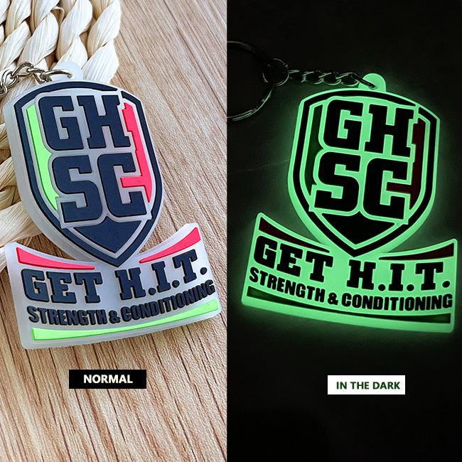 Porte-clés personnalisés en caoutchouc 3D phosphorescents