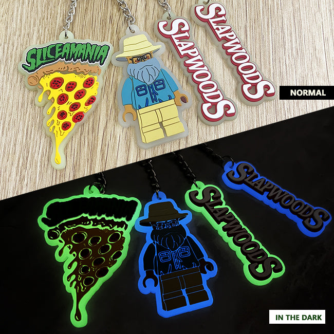 Porte-clés personnalisés en caoutchouc 3D phosphorescents
