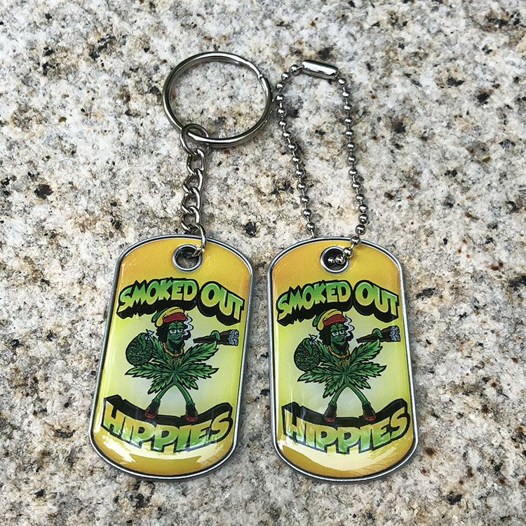 Custom Metal Dog Tag Keychain with Doming