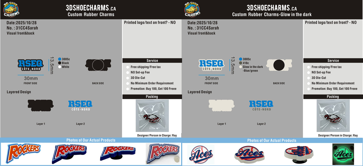 Custom SHOE Charms/ Custom Glow-in-the-Dark SHOE Charms-31CC4Sarah251028