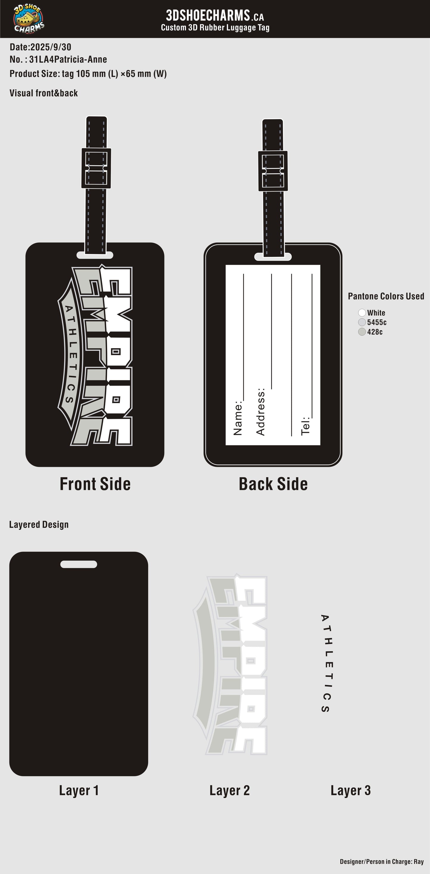 Custom Rectangular 3D Rubber Luggage Tag-31LA4Patricia-Anne250930