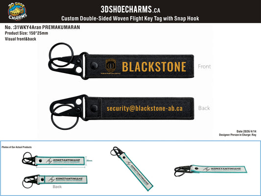 Custom Double-Sided Woven Flight Key Tag with Snap Hook20260416-31