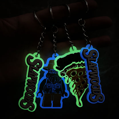 Porte-clés personnalisés en caoutchouc 3D phosphorescents