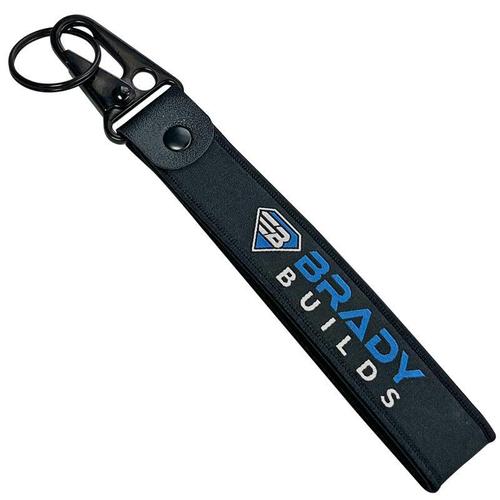 Custom Woven Wrist Strap Keychain with Leather Accent (Eagle Hook)