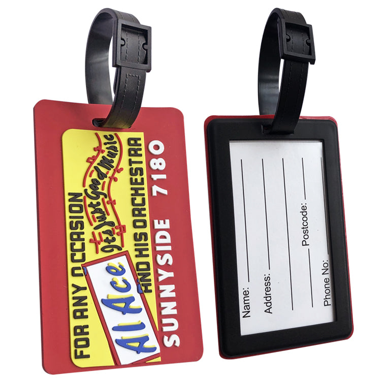 Custom Rectangular 3D Rubber Luggage Tag