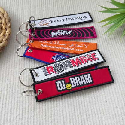 Custom Double-Sided Woven Flight Key Tag – Free Design Proof & Quote